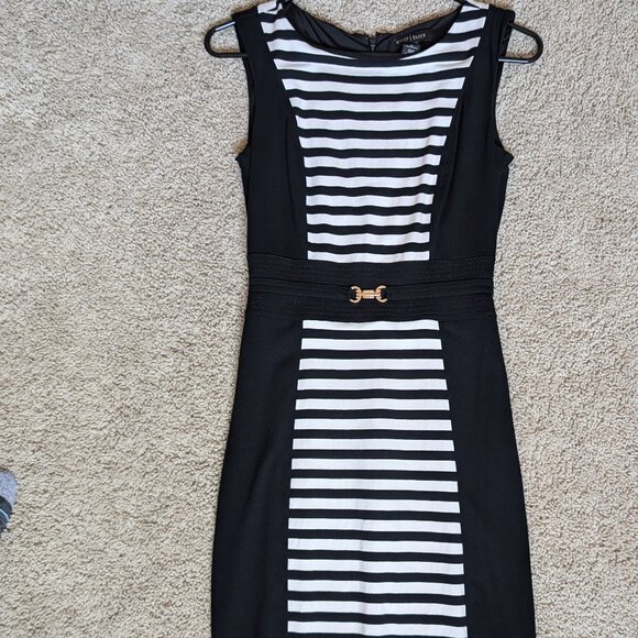 WHBM Black Dress with Striped Panel - Picture 1 of 4
